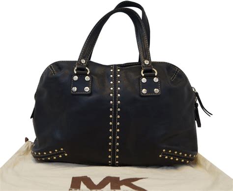 michael kors black leather bag|michael kors black studded handbag.